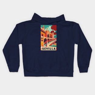 A Vintage Travel Art of Seville - Spain Kids Hoodie